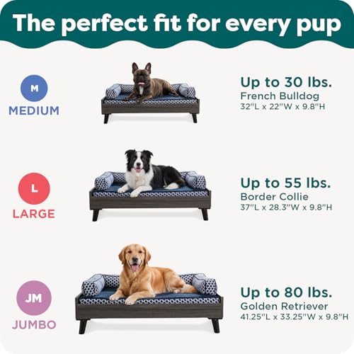 Image of Furhaven (Old Version) Elevated Dog Bed Frame for 44 inch x 35 inch XL Dog Beds, Easy Assembly - Mid-Century Modern Bed Frame - Gray Wash, Jumbo /XL