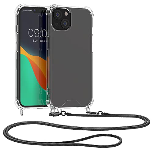 kwmobile 対応: Apple iPhone 13 ケース - 首掛け ストラップ付き シリコンケース 紐取り外しOK - ショルダーケース