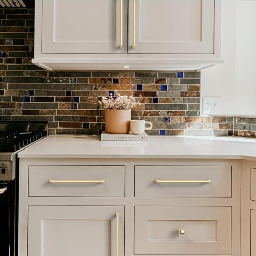 Image of 9BUILD 10 Pack Brushed Gold Cabinet Pulls 8.8 Inch Kitchen Cabinet Handles Cabinet Hardware Kitchen Handles for Cabinets Cupboard Handles Gold Dresser Pulls Drawer Handle