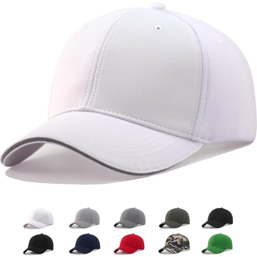 Image of TSSGBL Men's Plain Baseball Hat - OSFM & XXL Big Head Fit，Adjustable Structured Ball Cap with Reflective Sandwich Brim