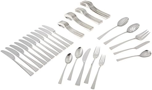 Gorham Column 45-Piece Stainless Steel Flatware Set – Service For 8, Glossy Finish, Dishwasher Safe