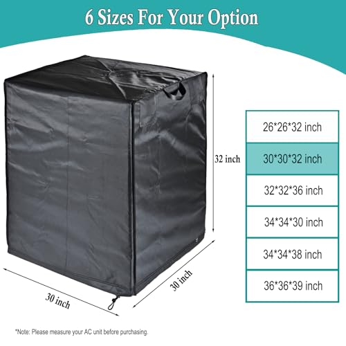 Central Air Conditioner Covers for Outside Units, 600D Heavy Duty Waterproof Snowproof & Windproof, Large AC Unit Covers Outdoor for Winter,Square AC Cover (30*30*32) - Thumbnail 2