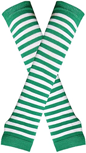 Image of Women's Long Knitted Fingerless Gloves Thumbhole Stretch Arm Warmers | Stretchy soft knitted arm warmers for women, comfortable thumbhole design, ideal daily winter hand sleeve accessories