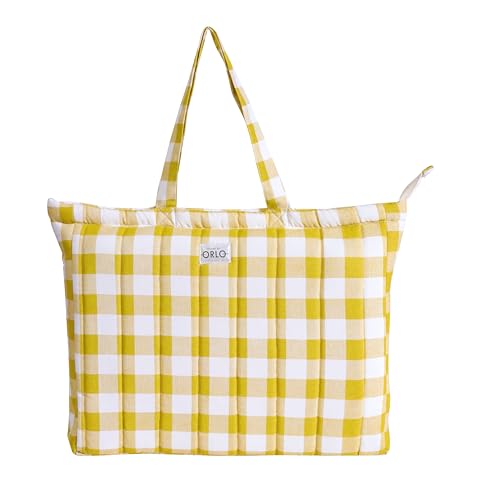 Image of Premium Cotton Waffle Quilted Tote Bag, Large Spacious Handbag for College, Office, Work, Travel, Shopping & Daily Use