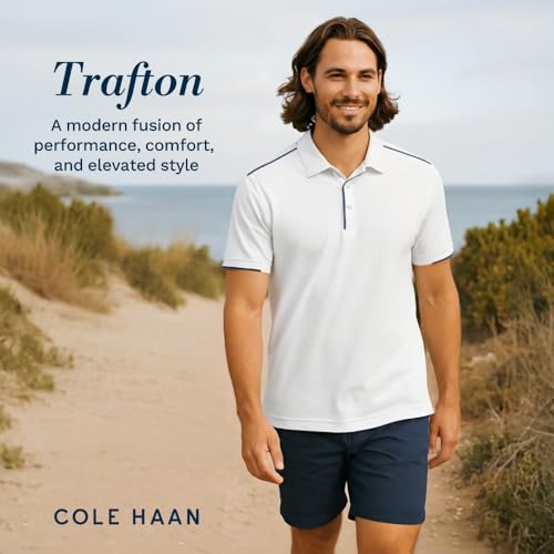 Camiseta polo para hombre Cole Haan Trafton de golf, tela ligera con estiramiento 4 vías, gestión de humedad y costuras contrastantes miniatura 3