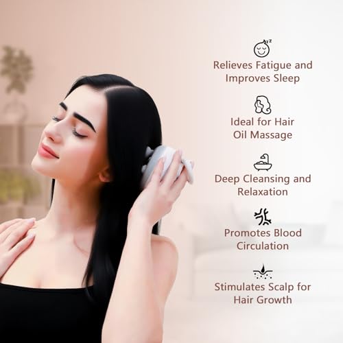 Image of TISSCARE Scalp Massager, Electric Head Massager for Scalp, 3 Speed Modes, Red Light Therapy for Hair Growth, Rechargeable Handheld Portable Body & Head Scratcher Massage Machine, Gift for Women Men