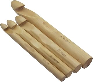 Natural Big Wood Crochet-15/20/25/30mm of 4 Wooden Crochet Hooks Used
