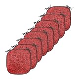 Ambesonne Rose Chair Seating Cushion Set of 8, Vivid Red Roses Rain Water Drops Graphic Dewy Meadows Inspired Romantic Pattern, Anti-Slip Seat Padding for Kitchen & Patio, 16'x16', Ruby Vermilion