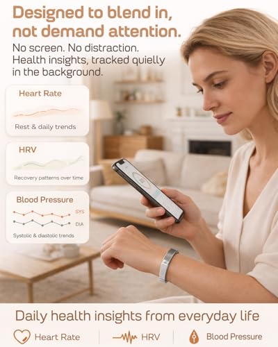 Image of FITVII Screenless Fitness Tracker for Women Men, Health and Fitness Wearable with 24 /7 Heart Rate, Blood Pressure and HRV Sleep Monitor, Subscription Free Activity Tracker for Android & iPhone
