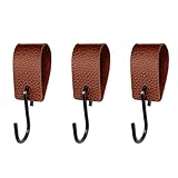 CRZQXOUR 3pcs Leather S-Shaped Hook, Multifunctional Stainless Steel hat Hooks, Bedroom Kitchen Bathroom Hook, Used for Hanging Clothes, Outdoor Camping, Hanging Kitchen