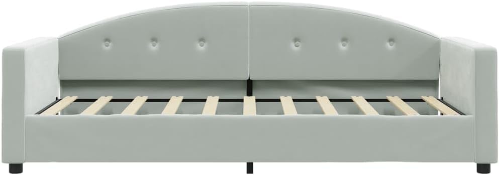 Light Gray Velvet Twin Day Bed with Metal Frame, Convertible Sofa Bed for Living Room or Bedroom, Durable Plywood and Solid Wood Construction, Comfortable Seating and Easy