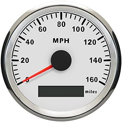 ELING 85mm GPS Speedometer Waterproof 160 MPH Speed Meter Gauge for Boat Car Truck Motorcycle Marine GPS Odometer Gauge with Red Backlight 9-32V