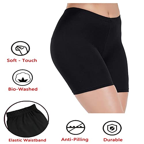 Image of Stretchable Cycling Shorts for Women (Shorties /Underskirt Shorts Shorties for Active wear /Exercise /Workout /Yoga /Gym /Cycle /Running Black