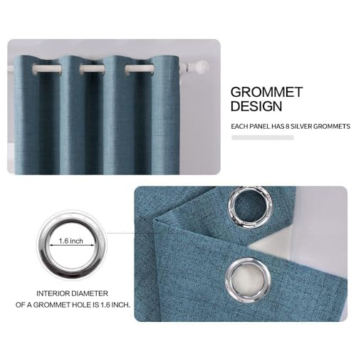 Image of MIULEE Linen Texture Curtains for Bedroom Solid 100% Blackout Thermal Insulated Dusty Blue Curtains Grommet Room Darkening Curtains /Draperies for Living Room 52x108 Inch (2 Panels)