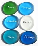 Lifeforce Glass The Mermaid's Message I, Frosted Sea Glass Stones, Six Inspiring Words in Beach...