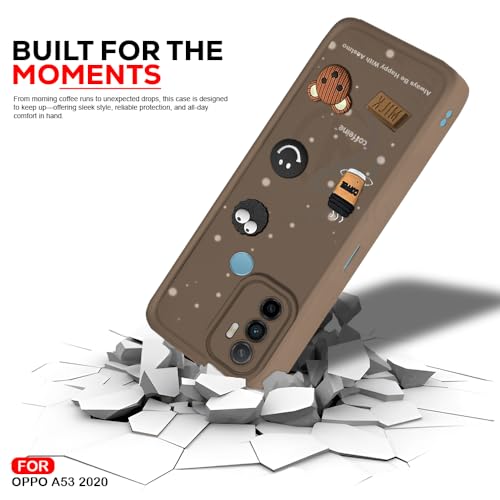 Image of AESTMO Back Case Cover for Oppo A53 2020 Cover | Cute Fun Cartoon 3D Ball | Coffee Silicone Case | Full Body Protection | Camera Protection Back Cover for Oppo A53 2020 (Brown)