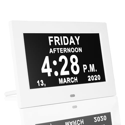 Konesky Calendario digital de 7 pulgadas, reloj para personas mayores y reloj digital, calendario electrónico de pared, despertador para personas mayores y enfermos de demencia (por ejemplo, Alzheimer