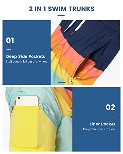 Image of maamgic Mens 5 Inch Stretch Swimming Shorts Compression Liner Swim Trunks Swimwear Bathing Suits Beach Wear Swim Suits