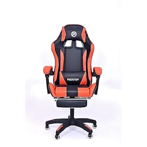 PROSTEP Executive Ergonomic Gaming Chair for Office & Gamers with Premium PU Leather, Adjustable Height with Neck & Lumbar Pillow, Reclining High Back with Foot Rest, Easy Assemble. (Red and Black)