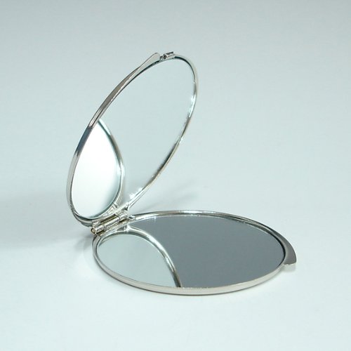 Mother of Pearl Design 2-Sided 2X/1X Magnification Compact Mirror, Pocket Travel Makeup Mirror, Small Metal Portable Handheld Cosmetic Mirror for Purses, Gift for Mom Women (Arabesque Flower)