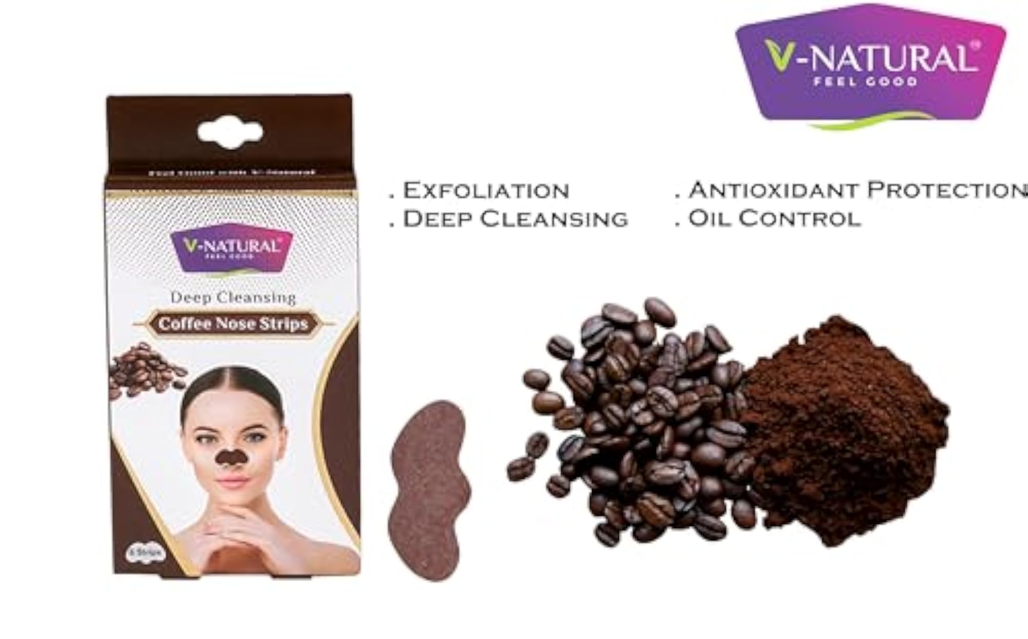 Deep Cleansing Coffee Nose Strips for Blackheads Removal, Pack of 6
