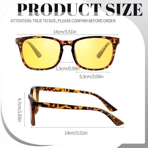 Image of Polarized Sunglasses for Women Men Night Vision Glasses Anti Glare | Yellow Anti Glare UV400 Lens, Lightweight Square Frame, for Day Night Use, Driving, Fishing, Cycling, Traveling