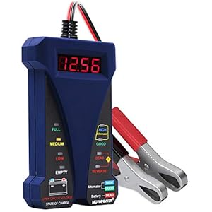 MOTOPOWER MP0514B Digitale accutester, voltmeter en laadsysteem, analyzer met lcd-display en led-display, blauw