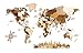 Mappa del mondo in legno per la decorazione delle pareti - Legno tinto multicolore, multistrato, nomi incisi - effetto 3D unico - per soggiorno, ufficio o camera da letto XL (200x125 cm) - Explorer