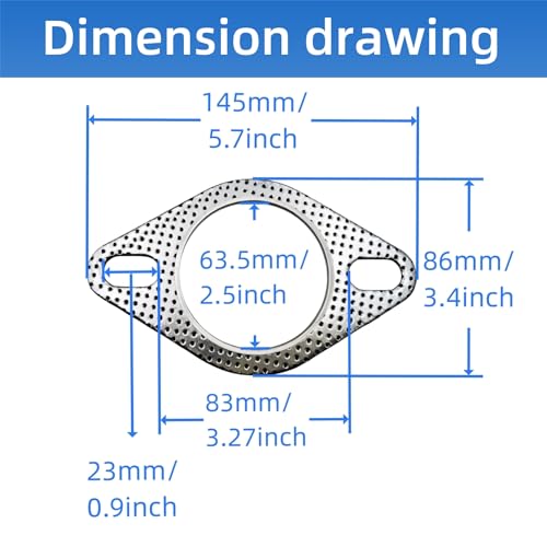 Image of 2-Pack High-Temperature Exhaust Flange Gaskets Durable Flat Muffler Donut Seal Rings, Fireproof 2-Bolt Automotive Replacement Parts (2.5inches)