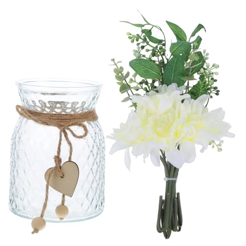 MAGICLULU 1Juego Flores Artificiales con Jarrón De Ramo Decorativo De Flores para Oficina y Hogar Decoración para Mesas