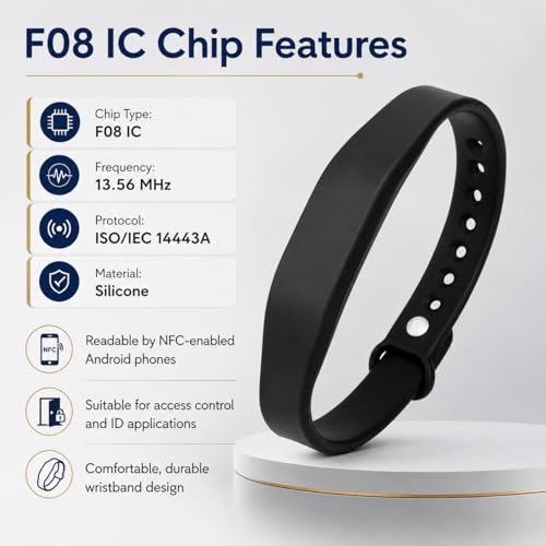 Pulsera NFC de silicona en blanco de 13,56 MHz programable para Android, pack de 5 unidades 3