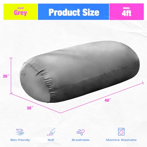 Image of Hobestluk 4FT Bean Bag Chair Large Beanbag with Removable Cover Adult Bean Bag Chair with Portable Handle Desgin for Living Room Bedroom (Grey, 4FT)