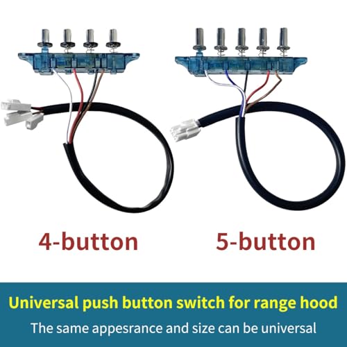 ADZJOY 4/5 Button Old Range Hood Switch Button Universal Accessories Replacement Control Panel Kitchen Appliance Range Hood Parts(5-Button)