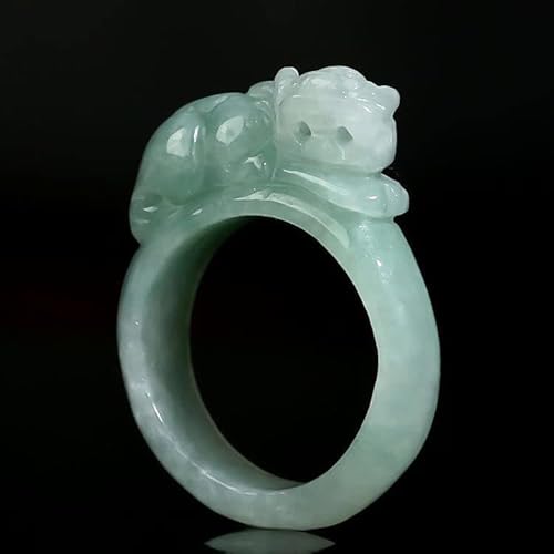 Mengsiy Anneau de Jade Naturel Classique Emerald Pixiu Ring Wrench Seed Green Crystal Jade Jade for Hommes et Femmes (Color : 18mm) Cover