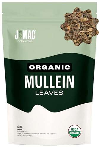 J Mac Botanicals Organic Mullein Leaves (4 oz) Certified USDA Organic Loose Leaf Herbal Tea