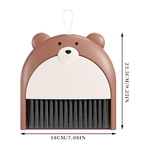 Besen und Staubpan - Kompaktpinsel und Pfanne, Handheld -Staubschange mit geschwungenem Pinsel | Desktop Pinsel Pfanne Set Cute Bear Design Keyboard Feiern kompaktes Besen Dustpan Kit – Bild 6