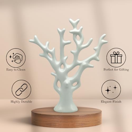 Image of NOSCOMP Home Decor White Fortune Tree Statue Ceramic Figures Showpieces for Home Decor - White