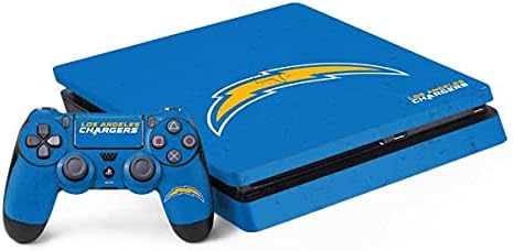 Skinit Decal Gaming Skin Compatible with PS4 Slim Bundle - Officially Licensed NFL Los Angeles Chargers - Alternate Distressed Design