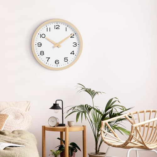 Image of AKCISOT Wall Clock,Boho Kitchen 10 Inch Wall Clocks Battery Operated Non Ticking,Silent Modern Clock Decorative for Bedroom,Office,Bathroom,Living Room,Home (Wood Grain)