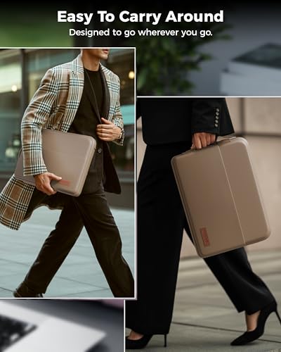 Image of FEDUS ORO Premium Vegan Leather Laptop Sleeve Bag Case 13.3 inch, Shockproof Office Laptop Cover Pouch Carrying Bag with Accessory Pocket & Handle for MacBook, HP, Dell, Lenovo, Asus for Men & Women