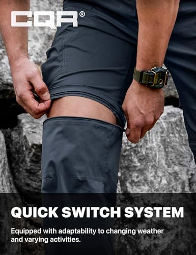 Image of CQR Men's Convertible Cargo Tactical Pants, Water Resistant Outdoor Hiking Pants, Zip Off Lightweight Stretch Work Pants