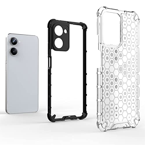 Image of Lustree TPU Honey Comb Armor Shock Proof Back Cover for for Realme 10 pro (Transparent)