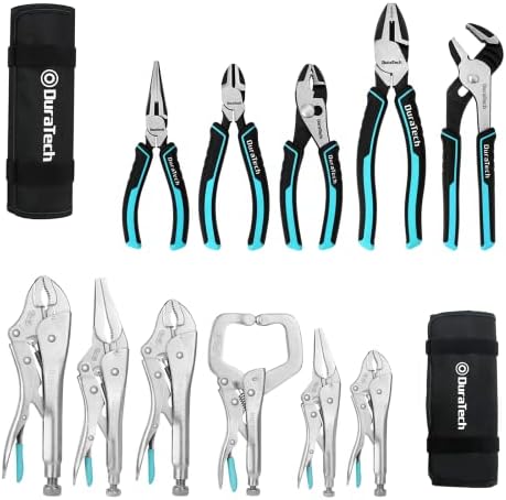 DURATECH 6-Piece Locking Pliers Set and 5-Piece Pliers Set with Storage Bag