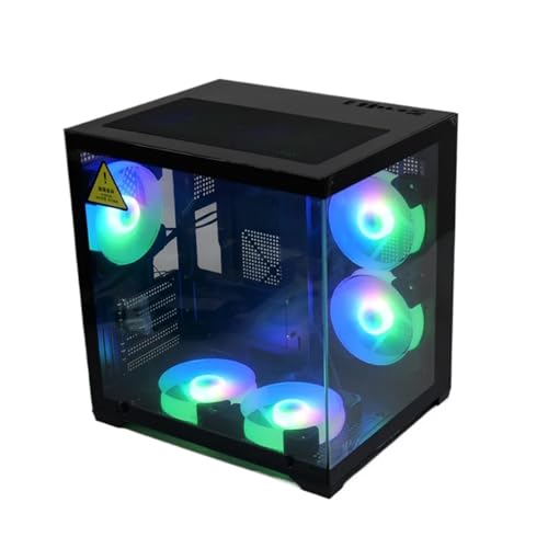 Gabinete para PC EWAIDI MANMU con panel de vidrio templado, ventilador, compatible con placas Micro ATX, tipo Mid Tower miniatura 4