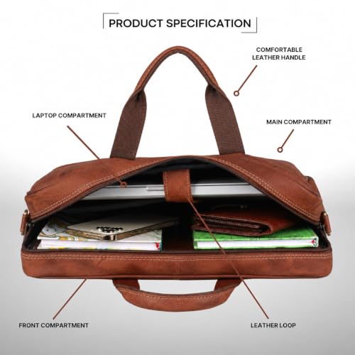 Image of WildHorn Leather Laptop Messenger Bag for Laptop /MacBook up to 15 inch| Padded Laptop Compartment |Office Bag I 365 Days Warranty