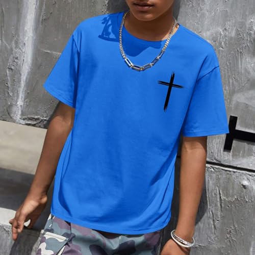 Image of KEEVICI Boys Christian Graphic Tees God Jesus Shirts for Kids Cross Faith Bible Verse Inspirational Religious Cotton T Shirt