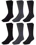 Calvin Klein Men's 6 Pack Mixed Pattern Dress Socks, Size 6-12.5, Grey/Black