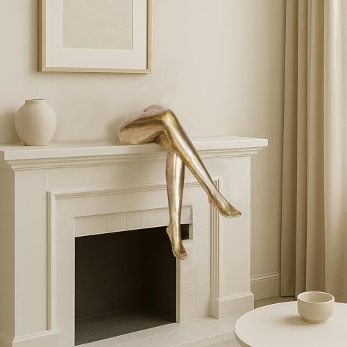 NNBDBVDHS Golden Legs Sculpture Gold Woman Decor Modern Elegant Female Legs Statue Minimalist Resin Art Ornament for Home Living Room Bedroom Shelf Office Desktop Decoration
