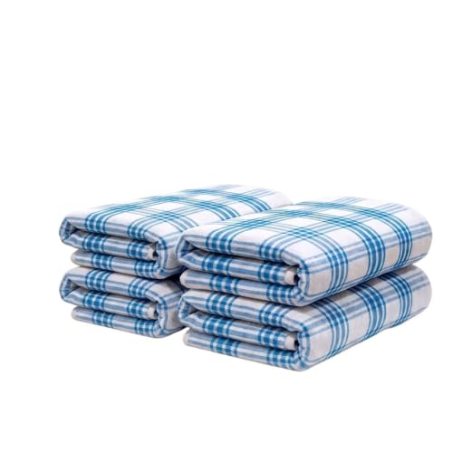 Image of Athom Living Premium Hand Towels- Cotton, 400 GSM, Ultra Soft, Quick Dry, Highly Absorbent | for Hand, Kitchen and Gym | 60 * 40 cm, Pack of 4 (Blue Strips)