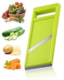 JUKOTA Mandolina de Cocina Profesional Ajustable para Cortar Verduras,Mandolina de Verduras Portátil de Acero Inoxidable,con Mango Ergonómico,para Cortar para Patatas Zanahorias Pepinos(Verde)